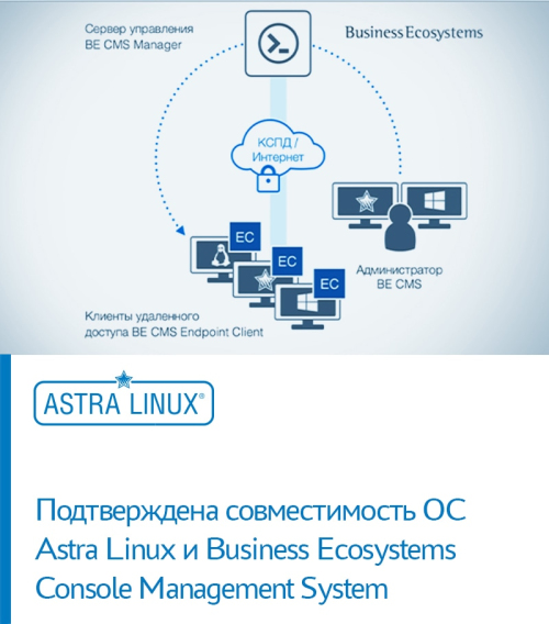 Подтверждена совместимость ОС Astra Linux и Business Ecosystems Console Management System