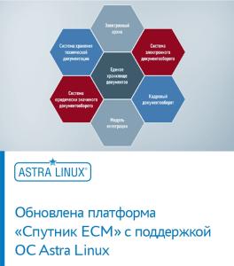 Обновлена платформа «Спутник ЕСМ» с поддержкой ОС Astra Linux